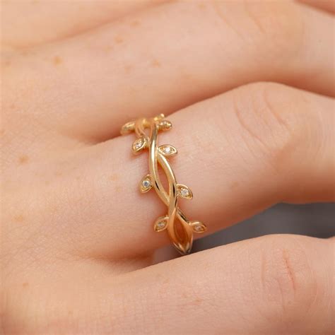 diamond leaf ring etsy