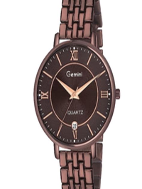 Buy GEMINI Women Textured Dial & Stainless Steel Bracelet Style Straps ...