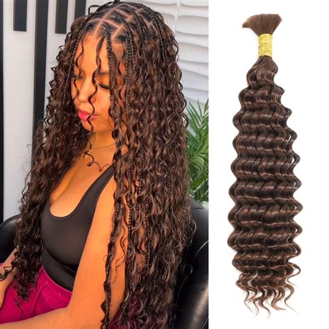 Amazon.com : DSEKCAIN 4# Deep Wave Human Braiding Hair Curly Human Hair
