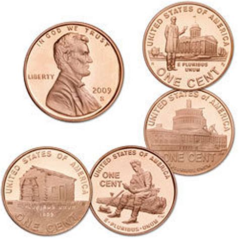 2009 PROOF Lincoln Bicentennial One Cent 4 Coin Toned Copper Penny