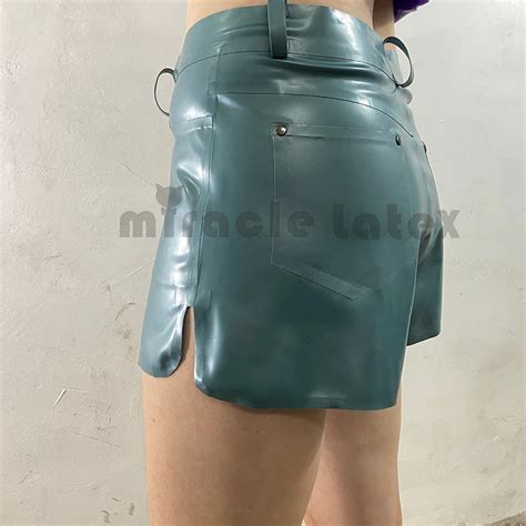 Брюки женские латексные, модные шорты из латекса с металлическим ...