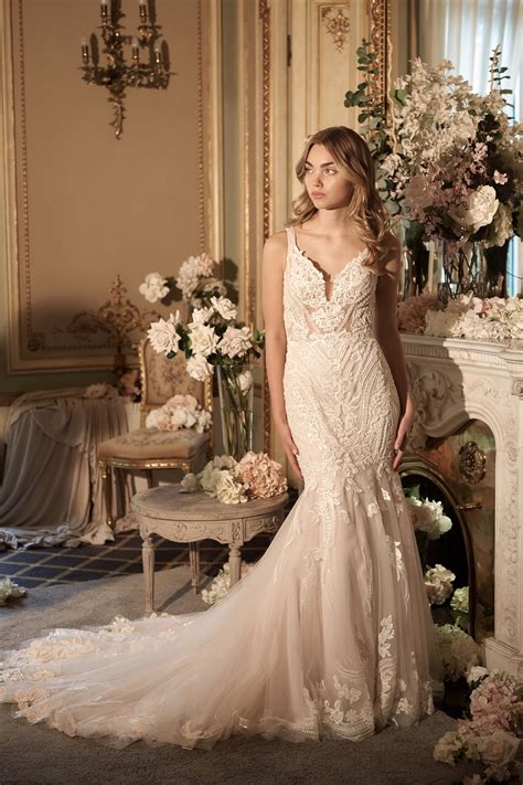 44426: Trumpet Gown with Sheer Bodice and Plunging V-Neck with Low Back