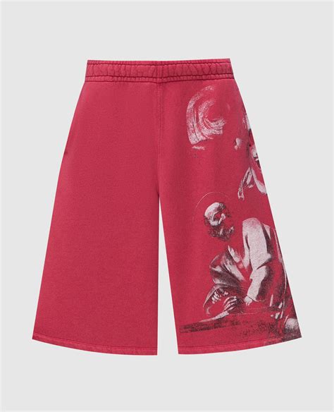 Off-White - Бордовые шорты с принтом OMCI016F23FLE002 купить в Symbol
