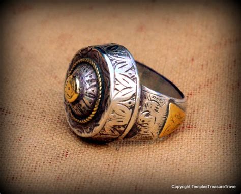 antique middle eastern sterling tribal ringsize  ev gem