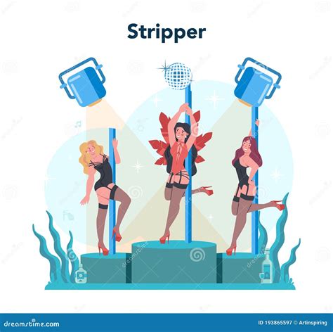 Female Stripper Concept. Pole Dancing Girl in Club, Stripper Posing