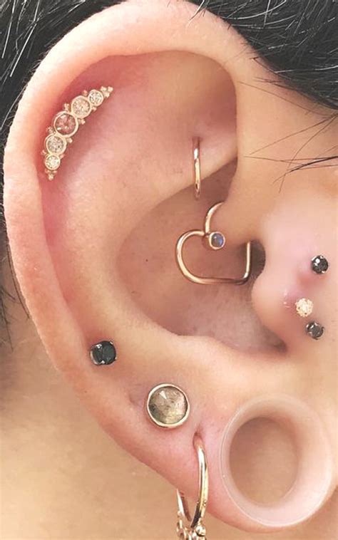 unique multiple ear piercings combination ideas long cartilage earring ...