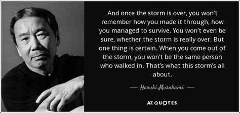 Haruki Murakami quote: And once the storm is over, you won’t remember ...