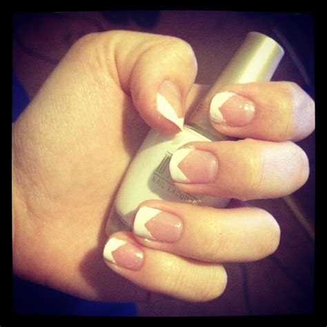 unique white tips    nails nails white tip