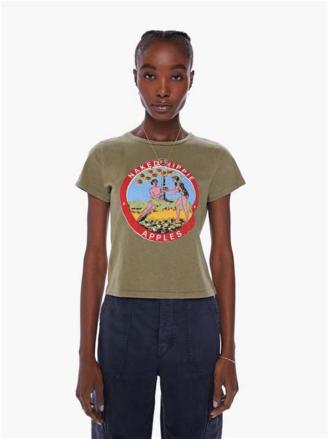 MOTHER The Cropped Itty Bitty Goodie Naked Hippies T-shirt - Green