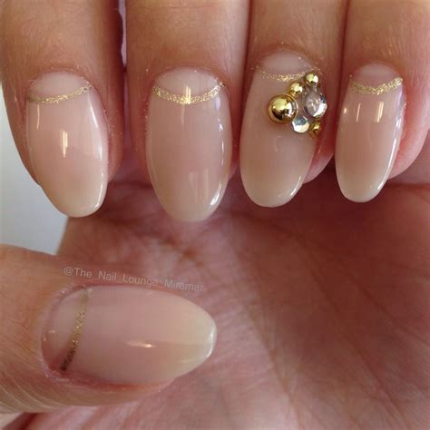 Simple nude nail art design gold studs | Disney nails, Nail art, Nude nails