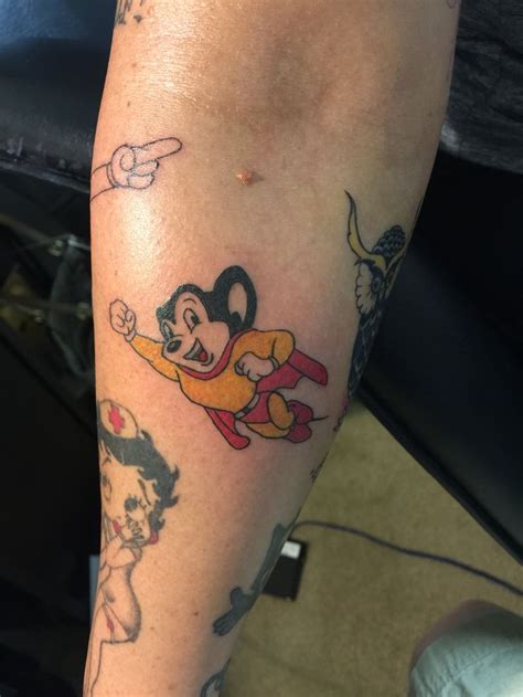 Mighty Mouse on my sleeve | Mouse tattoos, Tattoos, Tattoo designs