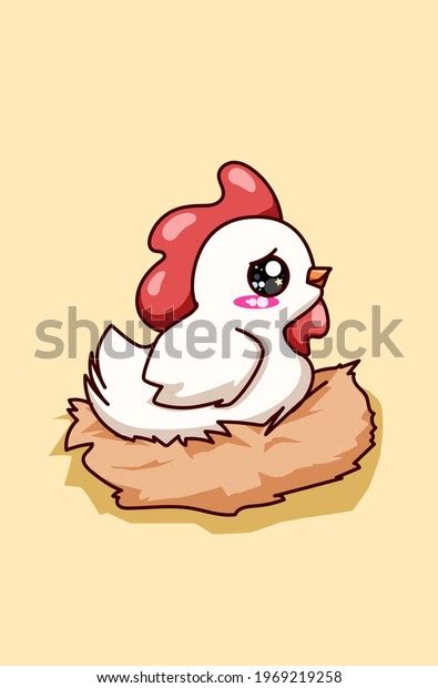 Cute Happy White Hen Cartoon Illustration Stock Vector (Royalty Free ...