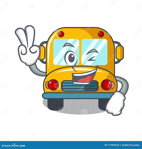 Two Finger School Bus Character Cartoon Stock Vector - Illustration of