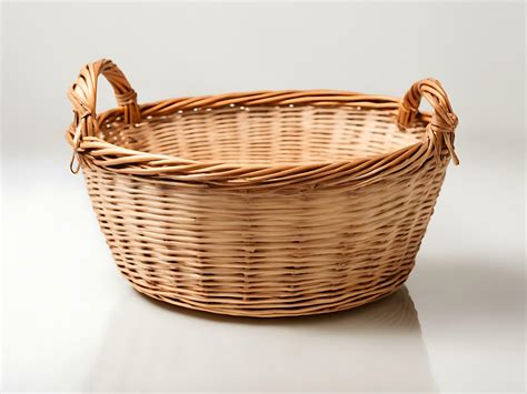 Wood basket isolated, Vintage basket on white free image.ai generated