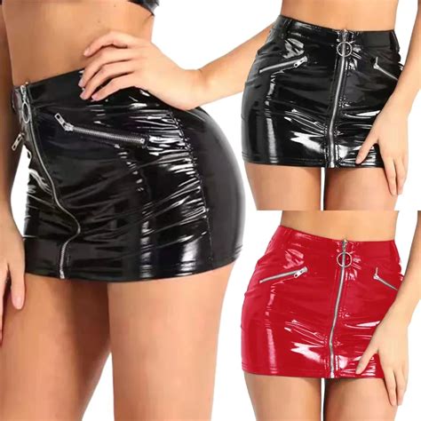 Искусственная кожа черная мини-юбка | AliExpress