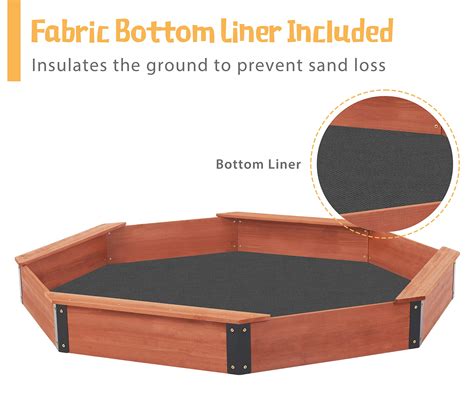 85''x78''x9'' Octagon Sandbox with Cover for Kids Outdoor Play, Wood ...