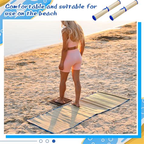 Snapklik.com : Qunclay 4 Packs Straw Beach Mat Waterproof Non Slip