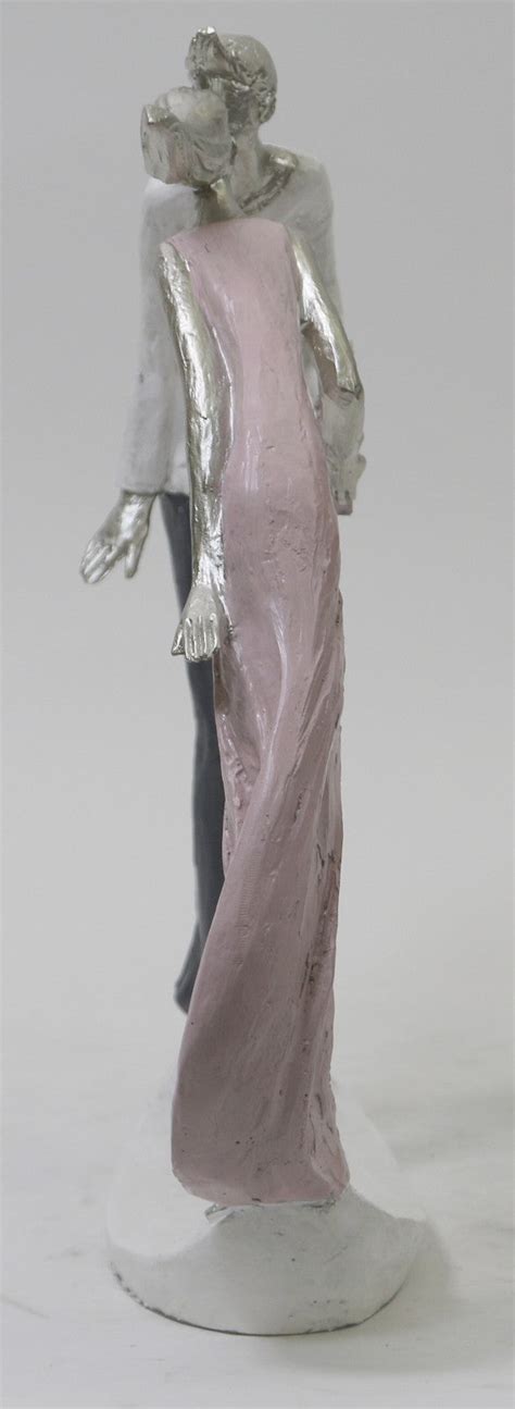 LOVERS KISSING Sculpture Young Male & Female Erotic Statue Silver Fini