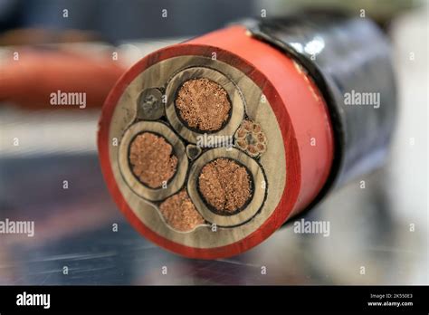 cross section   thick power cable stock photo alamy
