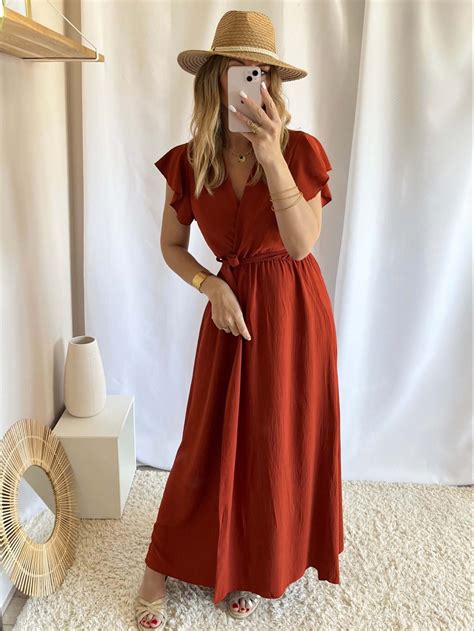 robe longue terracotta | Dresses Images 2024