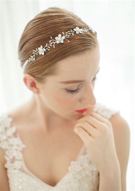 Metal Flower Wedding Headband / Bridal Hair Piece – Sissily Designs