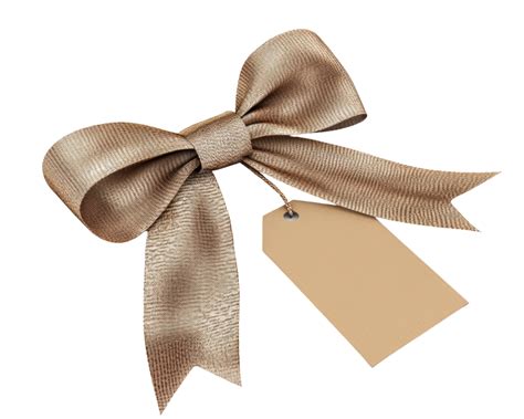 A brown ribbon with a tag on it 59045246 PNG