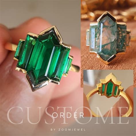 emerald stone ring etsy