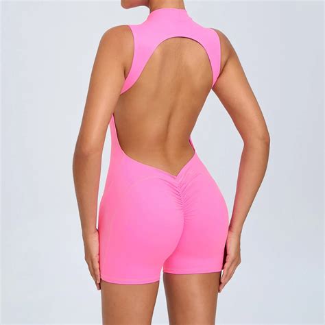 Seamless Yoga Jumpsuits Sports Fitness Backless Peach Hip-lifting