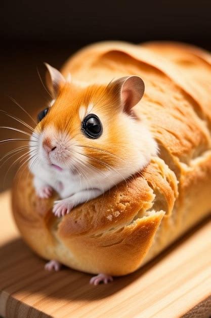 Premium AI Image | Jungar hamster on a small bread toasts