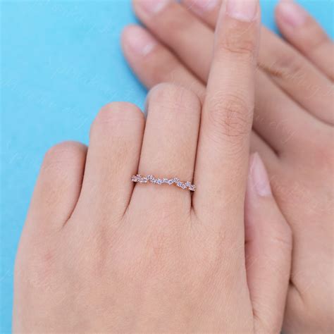 Tanzanite Wedding Band Unique Vintage Rose Gold Wedding Band - Etsy