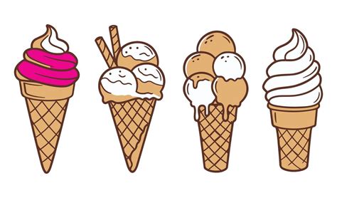 handcrafted artistic ice cream cone vectors pack  vector art