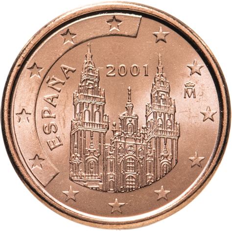 Монета Испания 1 евро цент (cent) 2001 стоимостью 67 руб.
