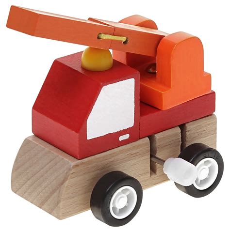 Пожарникарски камион - Дървена играчка с механизъм - - store.bg