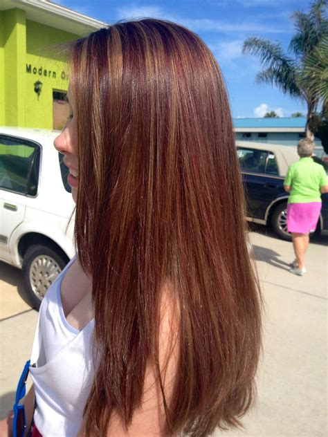 Golden and auburn highlights over honey brown hair.... new hair idea ...
