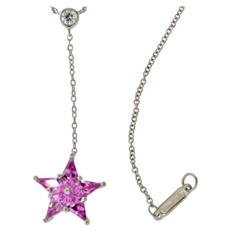 Tiffany and Co. Pink Sapphire Platinum Star Pendant Necklace at 1stDibs