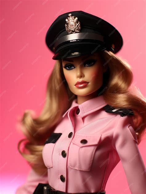 Premium AI Image | Barbie girl in pink style policewoman officer