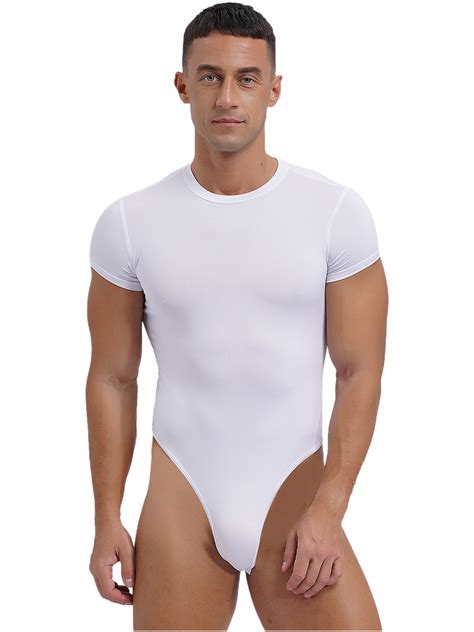 Haitryli Men's Athletic Sport One-piece Bodysuit Leotard Short Sleeve