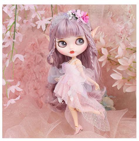 Fairy Elfie – Premium Custom Neo Blythe Doll with Purple Hair, White