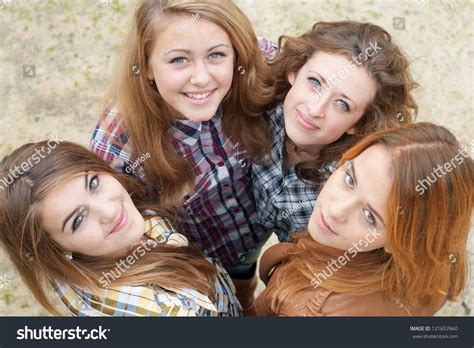 Four Happy Teen Girls Friends Stock Photo 121657660 : Shutterstock