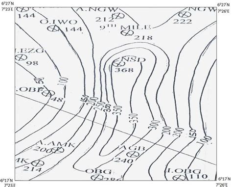 water table map   study area  established   interpreted