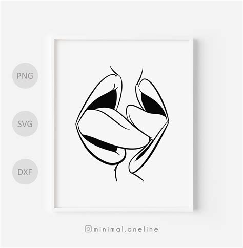 Erotic Line Art Svg French Kiss Svg Kiss With Tongue - Etsy New Zealand