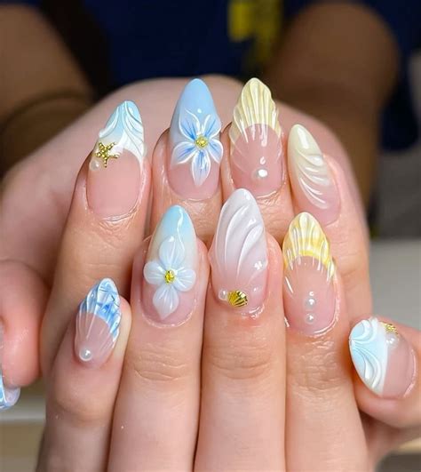almond shaped short nails inspo beachy nails cute simple nails