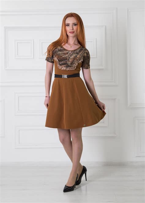Елегантна рокля Nelita в кафяво 3193/1197A - Nelita Fashion