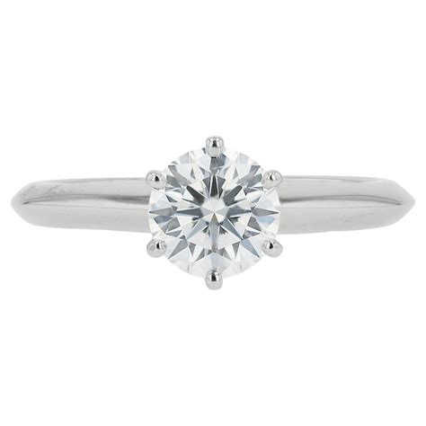 1.46 Carat Tiffany and Co. Six Prong Round Cut Diamond Engagement Ring