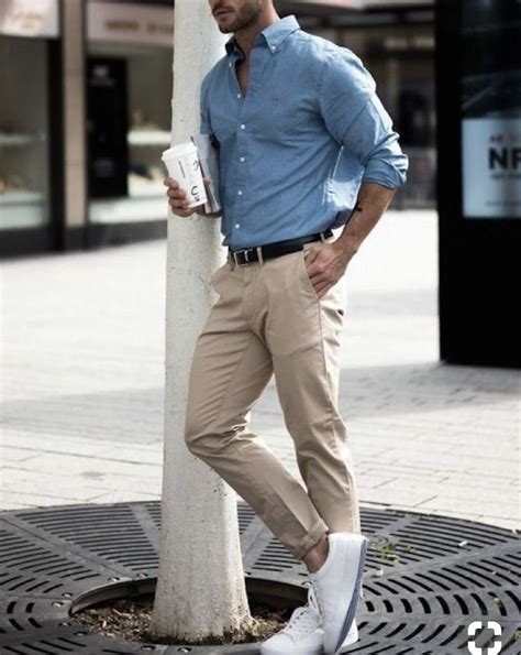 beige chino light blue shirt shirt outfit men chinos men outfit