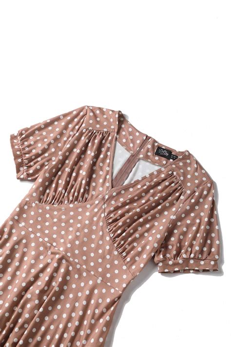 brown and white polka dot dresses 5