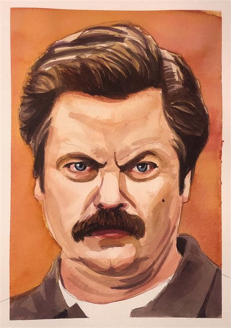 Ron Swanson, me, 2024 : r/Watercolor