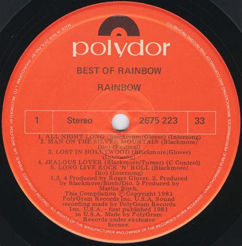 Tapio's Ronnie James Dio Pages: Rainbow Compilation LP Discography