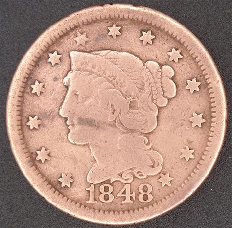 one-sided 1848 braided hair liberty large cent | Coin Talk