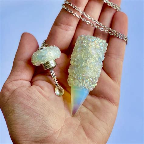 Secret Stash Jewelry pendant necklace with iridescent Opalite cyrstals